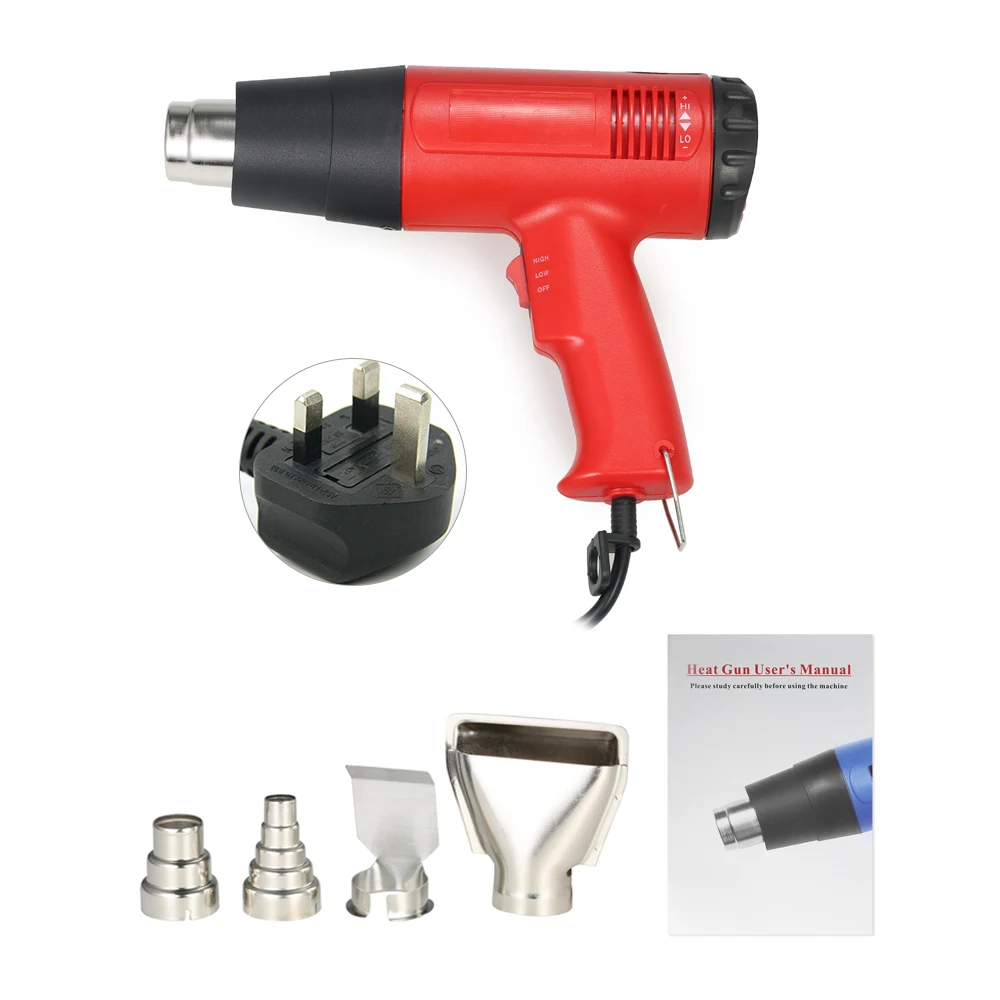 

220V 1800W UK Industrial Electric Hot Air Gun Thermoregulator Heat Guns LCD Display Shrink Wrapping Thermal power tool