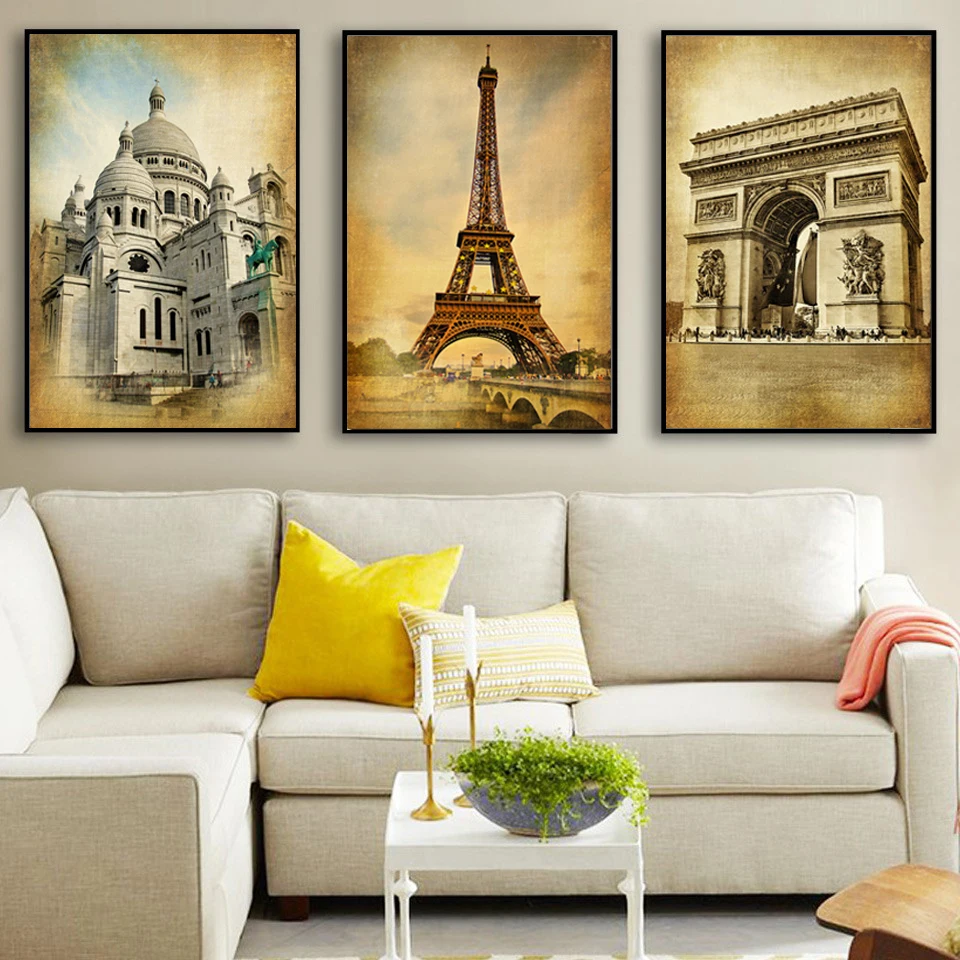 

Paris Retro Style Canvas Painting Pictures, Modern Home Walls Decor Canvas Prints Painting Calligraphy A4 Posters Art No Frames