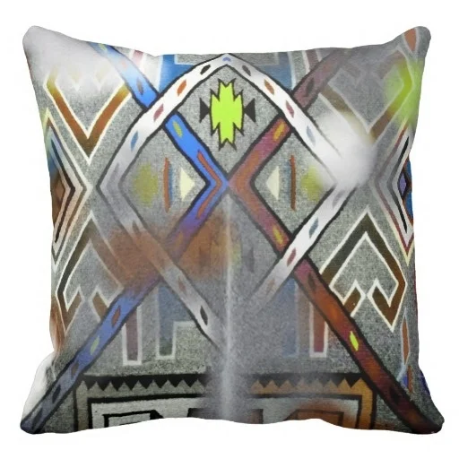 Throw Pillow Cover Set Native American Indian And Cowhide Print Throw