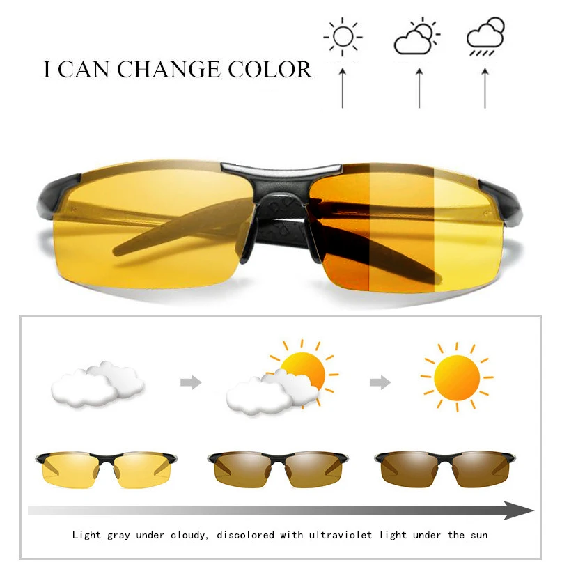 Al-Mg сплав фотохромные линзы поляризованные мужские день и ночное видение вождения солнцезащитные очки, антибликовые мужские водительские солнцезащитные очки S156