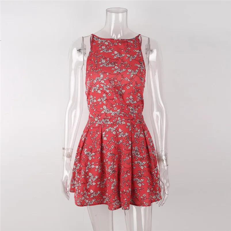 Jumpsuit Women Red 2019 Jumpsuit Floral Sleeveless Backless Playsuit Ladies Summer Beach Shorts Jumpsuits combishort H01 (8)