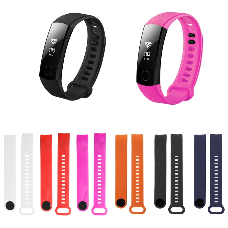 Ремешок силиконовый для Huawei Honor Band 3 сменный черный Регулируемый универсальный