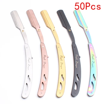 

50Pcs Wholesale Purple Dragon Men Straight Barber Edge Steel Folding Shaving Knife Hair Removal Tools Shaving Razor + Case Z6102