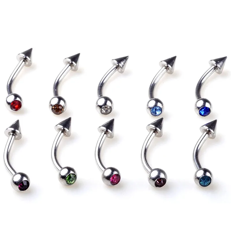 10Pcs Medical Steel Crystal Spike Piercing Kits And Body Jewelry Women
