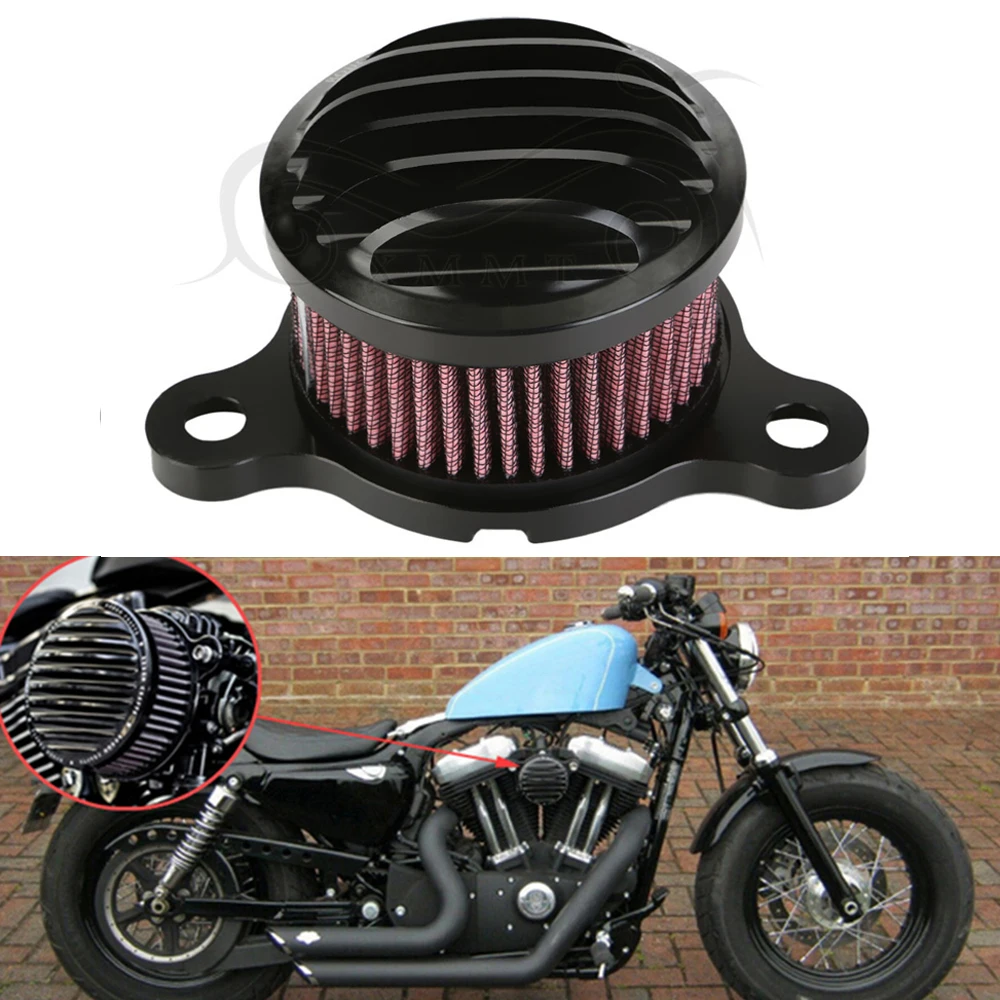 Мотоцикл черный воздухоочиститель Впускной фильтр для Harley Sportster XL883 XL1200 x48 2004- универсальный автомобильный воздушный фильтр