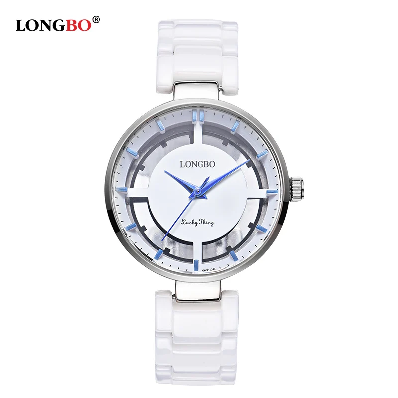 Новые роскошные женские часы LOMNGBO Модные Кварцевые керамические часы с белым золотом женские наручные часы Relojes Mujer Подарки для женщин 80106