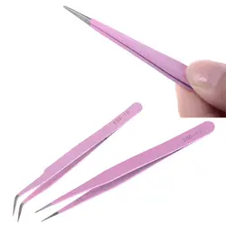 Прямой или изгиб Пинцет по выбору Мода Розовый Профессиональный ремонт УФ Инструмент для склеивания для ювелирных изделий инструменты