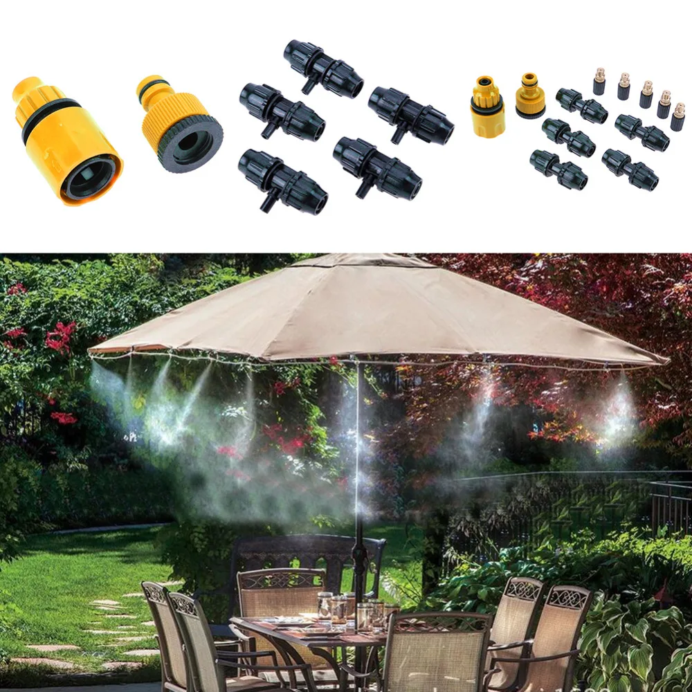 5M Outdoor Garden Misting Cooling System Fitting Hose 5pcs Mist