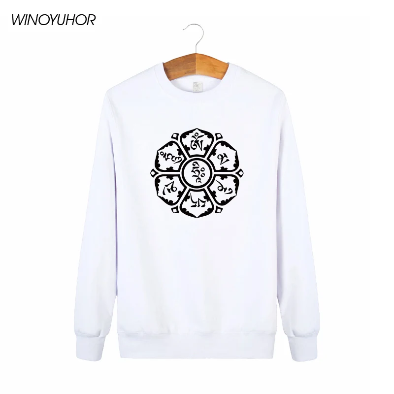 

Winter New Fashion JN BUDDHISM OM MANI PADME HUM Hoodies Men Long Sleeve Crew Neck Sweatshirts Casual Male Streetwear Tops
