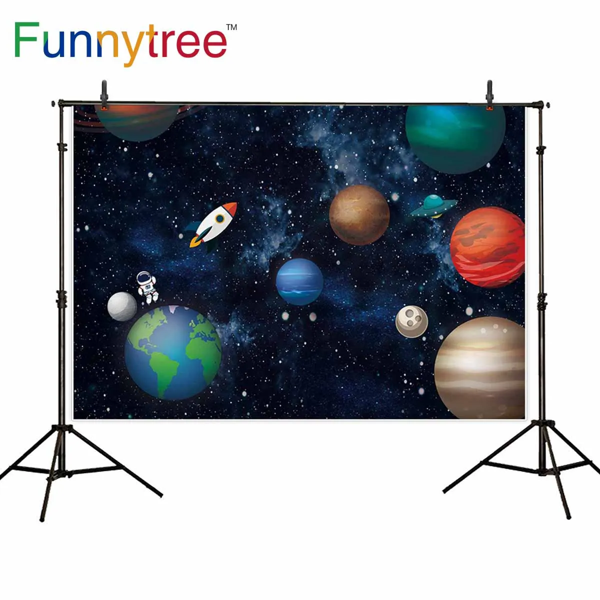 Фоны Funnytree для фотостудии Вселенная мультяшная планета фотография детей
