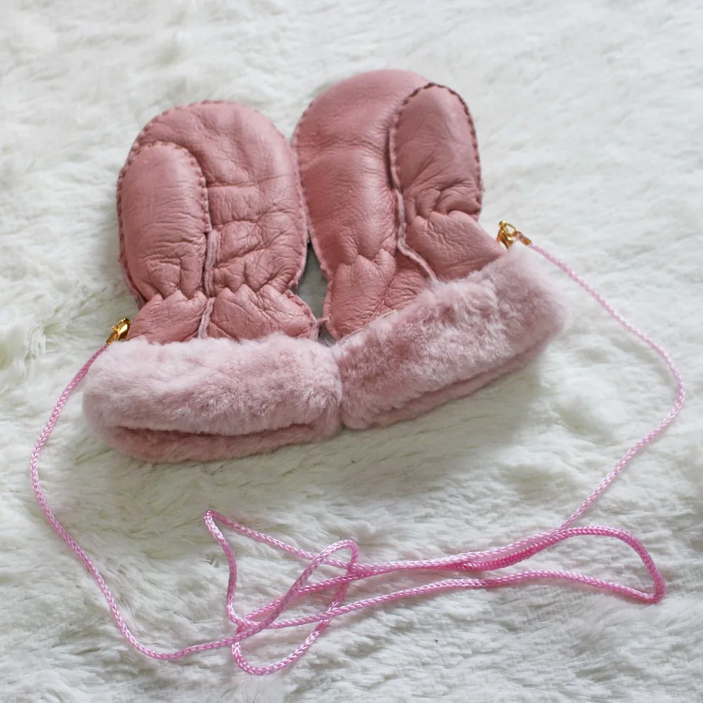 Linhaoshengyue Зимние теплые детские меховые перчатки меховой подкладкой