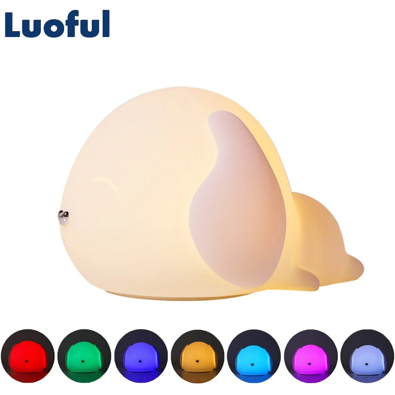 

7 Colors Cartoon Dog LED Night Light Luminaria Silicone Puppy Breathing Light Baby Nursery Lamp For Home Decor Christmas Gift