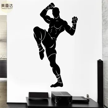 

Wall Decal Sport Athlete Fighter Martial Arts Kickboxing Vinyl Plane Sticker Single-piece Package Modern Abstract Plastic LIPC