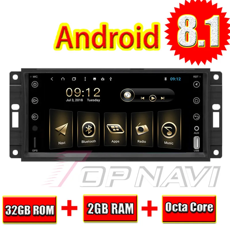 Automotive Radio Tuner for JEEP Universal 7'' Android 8.1 Topnavi Auto