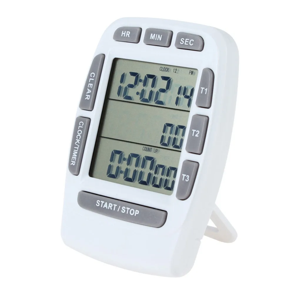 

Digital LCD Timer Three-Channel Display Kitchen Timer Alarm Clock Electronic Countdown Three-in-one