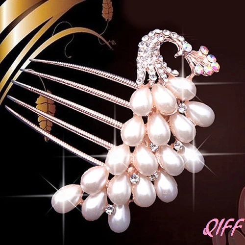 

Crystal strass perles epingle a cheveux fleur cheveux clip peigne mariage bijoux