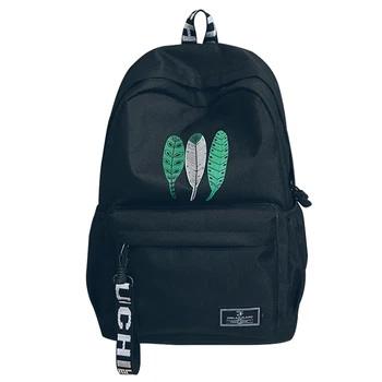 

New fashion women shoulder bags backpacks casual school teenager hot sales feather print backpack casual backpack gray