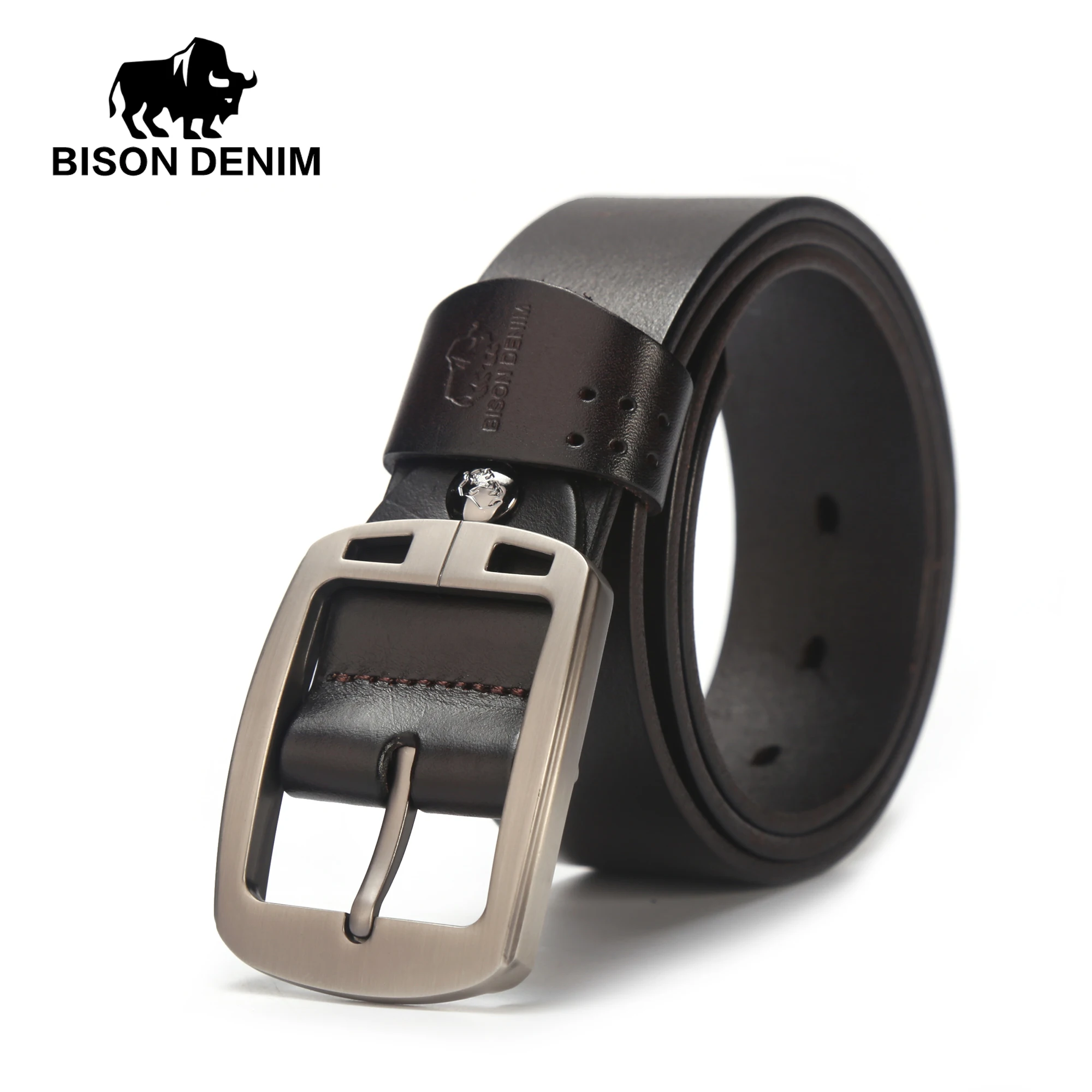 BISON DENIM корова натуральная кожа мужской ремень булавка пряжка аксессуары мужские