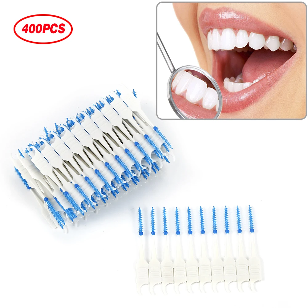 400Pcs Dental Dual Interdental Brush Tooth Flossing Head Teeth Hygiene
