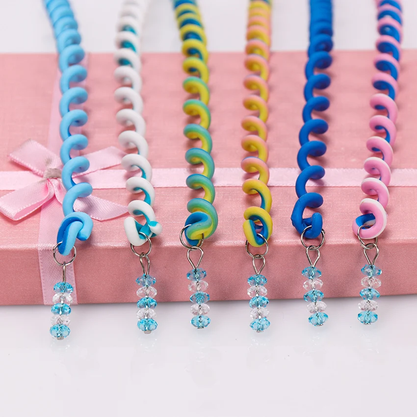 6PCS/lot Rainbow Color Headband Cute Girls Hair Band Crystal Long Elastic Hair Bands Headwear Hair Accessories Random Color