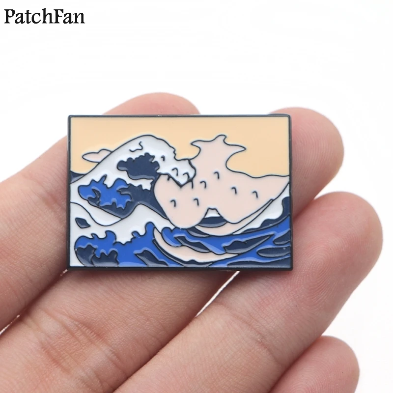 20 шт./лот Patchfan The Great Wave off канагава цинк забавные булавки рюкзак одежда броши для мужчин женщин шляпа значки медали A1615