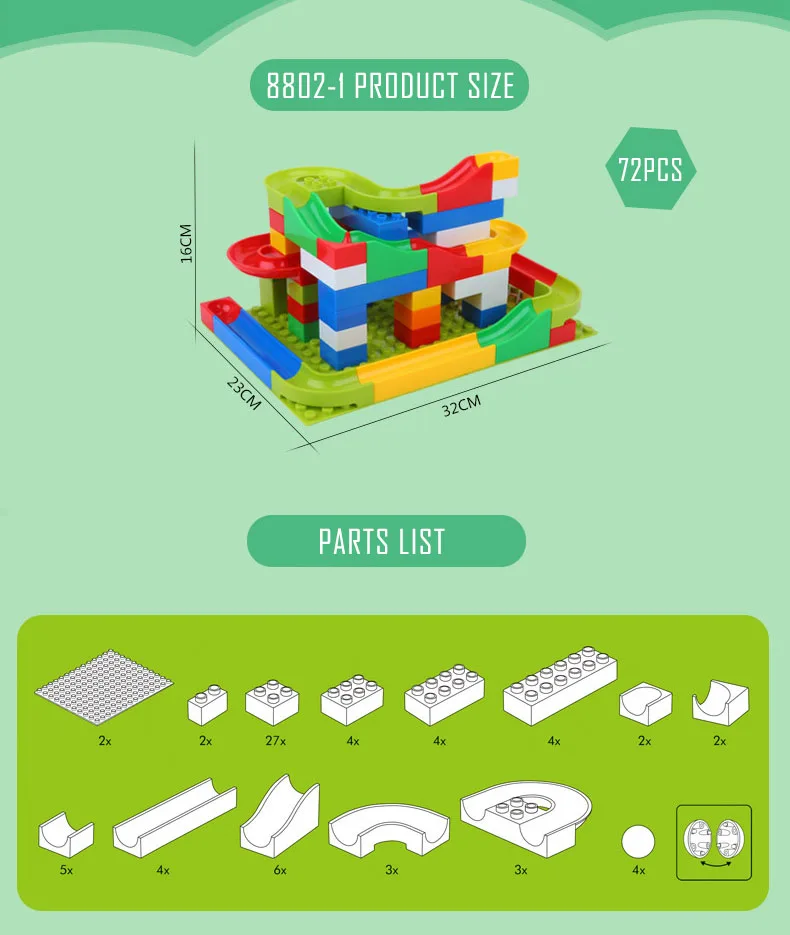 Совместим с блоками Duplos marble Racing Run лабиринт, Шариковая дорожка строительные блоки животные джунгли Воронка слайд большой кирпич детские игрушки
