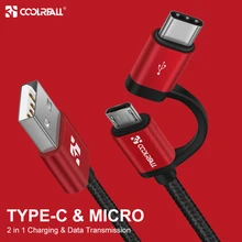 Coolreall 2.4A Micro USB кабель 2 в 1 usb type C Быстрая зарядка данных USB C зарядное устройство кабель для samsung Xiaomi Oneplus huawei P9