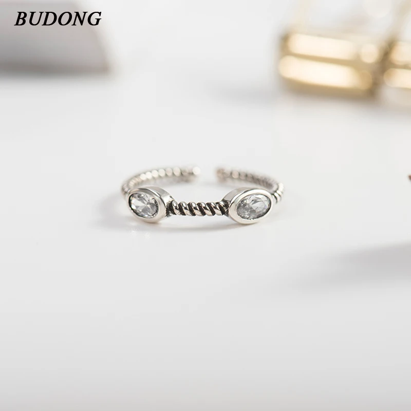 

BUDONG 2018 Drop Shipping 925 Sterling Silver Stackable Clear CZ Ring Open Rings for Women Sterling Silver Jewelry XURT091