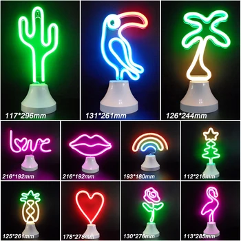 

Rainbow Neon Light Wall Lamp Flamingo Rose Christmas Tree Table Lamp Gift Decor USB And Battery Powered Q30