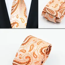 Дизайн полосы золотой шелковые галстуки классические Для мужчин галстук 8 см Пейсли связи для Для мужчин галстук Бизнес галстук вечерние Gravatas