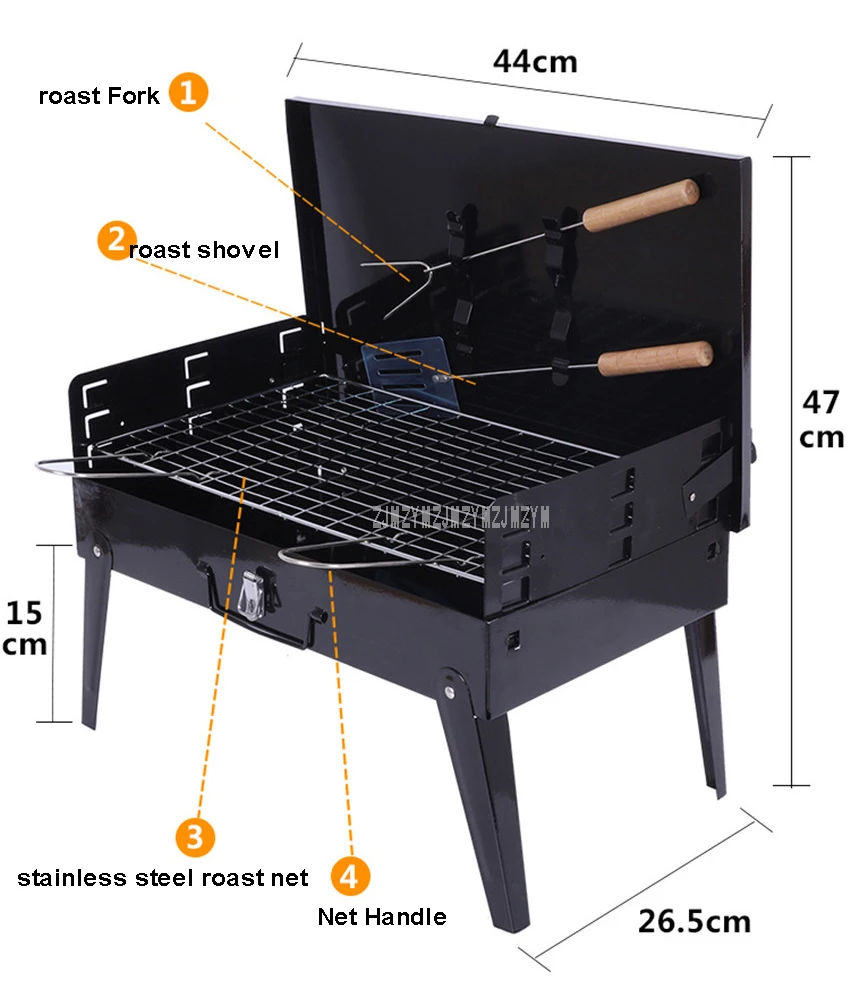 Портативный складной гриль для барбекю на древесном угле для 3-5 человек на открытом воздухе для кемпинга, барбекю, обжарки, пикника, семейные вечерние барбекю для дома и сада