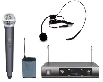

microfoon UHF DUAL WIRELESS CORDLESS HANDHELD HEADSET MICROPHONE MIC SYSTEM LEATURE