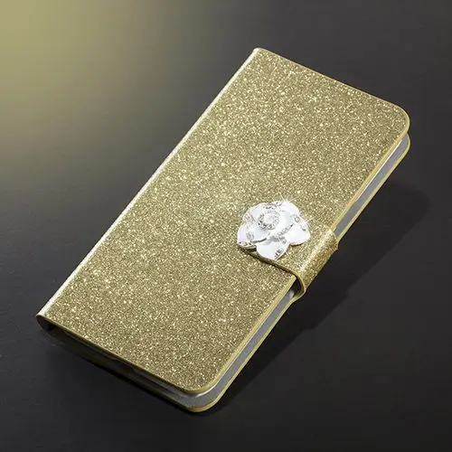 Golden Camellia Bling Rhinestone кожаный чехол для Samsung Galaxy A5 A520 A520F оригинальная крышка Подставка бумажник телефон Coque карты слот - Цвет: Golden Camellia