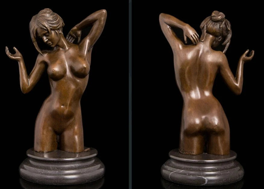 

Art Deco Sculpture Nude Woman Girl Erotic Female Body Bronze Statue R0712 B0403