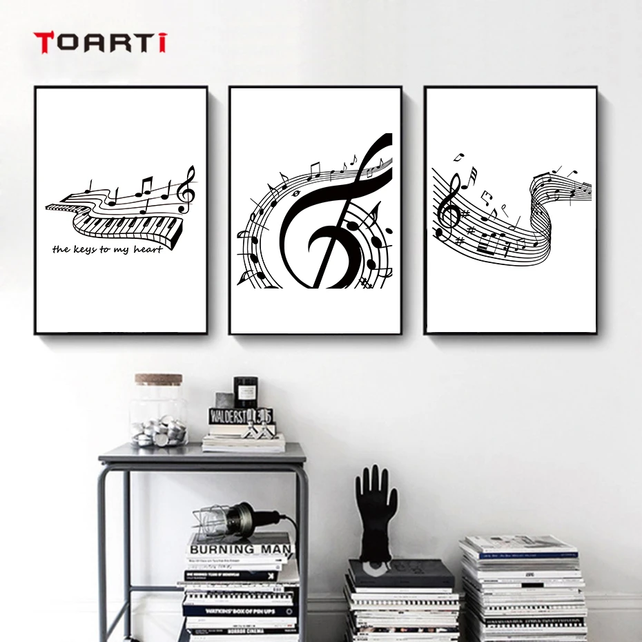 Musical Notes Abstract Painting Wall Art Black&White Minimalist Line Drawing Nordic Poster Home Decor Prints Living Room Picture (1)