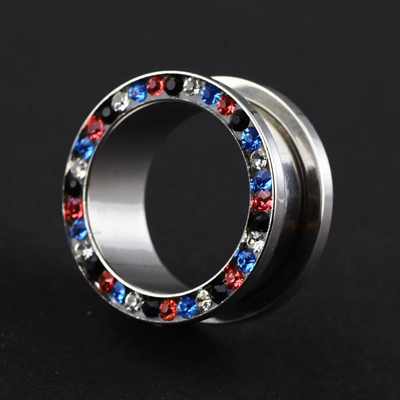 Junlowpy Earrings Body Jewelry Piercing Stainless Steel Ear Gauges Expander Plugs and Tunnels with CZ Gem 40pcs Ear Stretchers