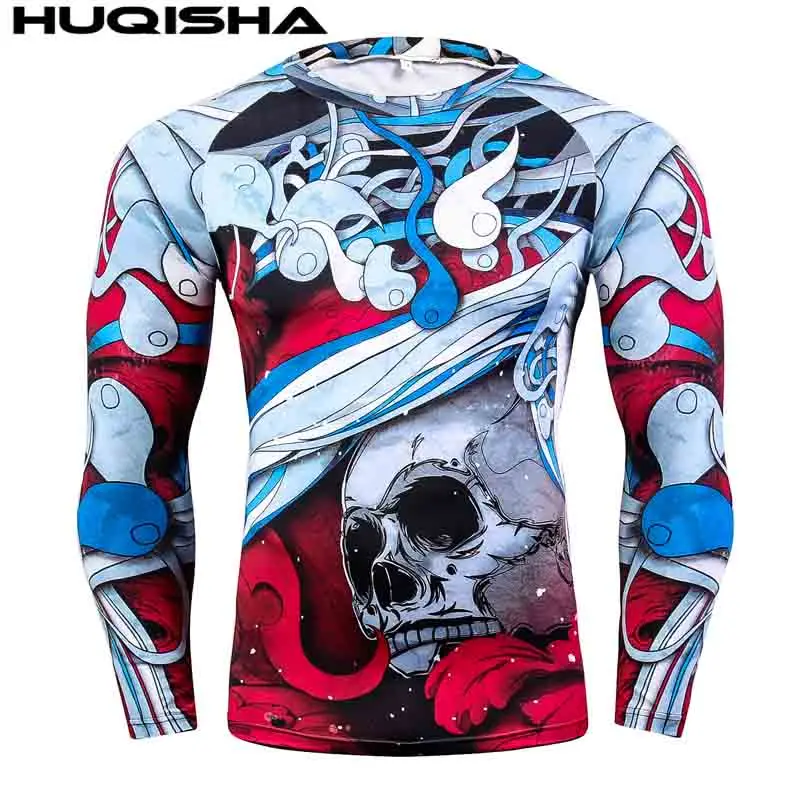 

Mens MMA Fitness Rashguard T Shirts Fashion 3D Teen Wolf Long Sleeve Palace Compression Shirt Man Bodybuilding Clothing