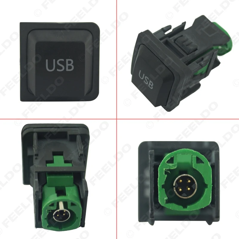 FEELDO 5 компл. Автомобиль OEM RCD510 RNS315 USB кабель с переключателем для Volkswagen Golf MK5 MK6 VI 5 6 CC Tiguan Passat B6 подлокотник положение