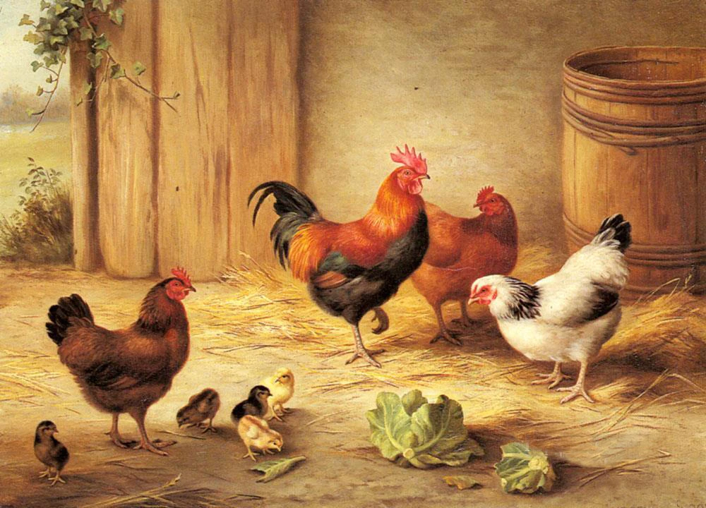 wholesale animal painting Chickens In A Barnyard farm animals TOP