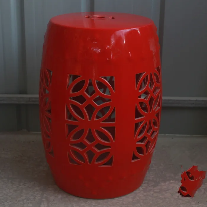 Hollow Red Jingdezhen Porcelain chinese garden stools Ceramic toilet stool bathroom stool dressing toilet stool (2)
