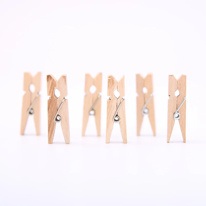 

Wholesale Very Small Mine Size 35mm X 7mm Mini Natural Wooden Clips For Photo Clips Clothespin Craft Decoration Clips Pegs 20PCS