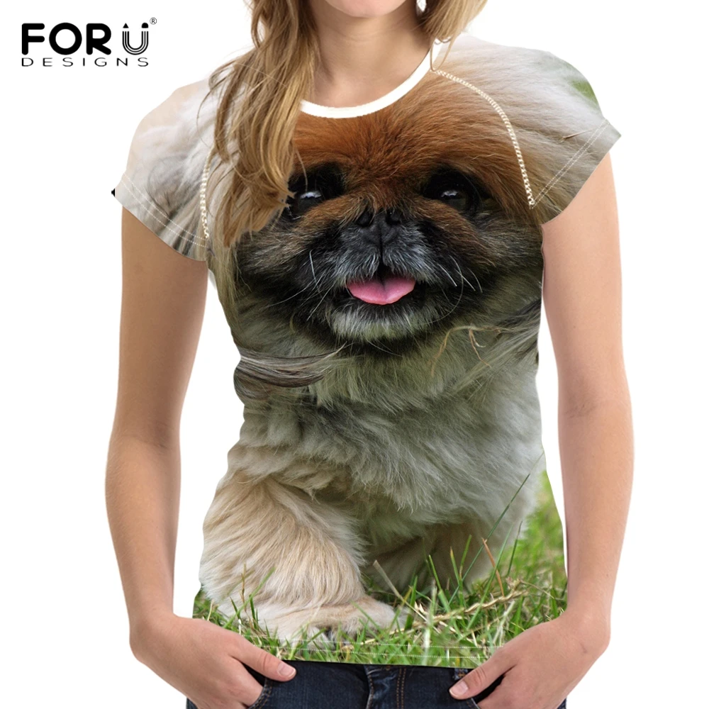 FORUDESIGNS/каваи пекинес собака/с принтом на тему собак женские летние короткие футболки Harajuku женский топ тройники брендовая дизайнерская футболка для фитнеса