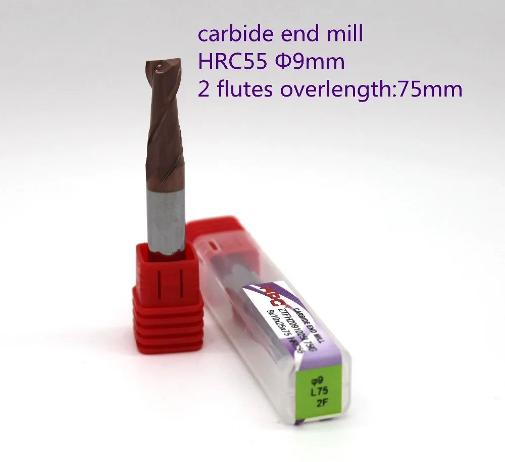 

router bit 9*10*25*75 of 2 flutes end mills HRC55 carbide end mills tungsten mills cutter CNC machine tool