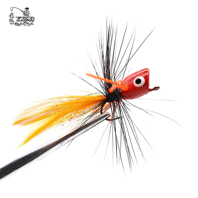 Popper Flies 12PCS Set Bass Popper Fly Fishing Lure Kit Dry Mini Foam