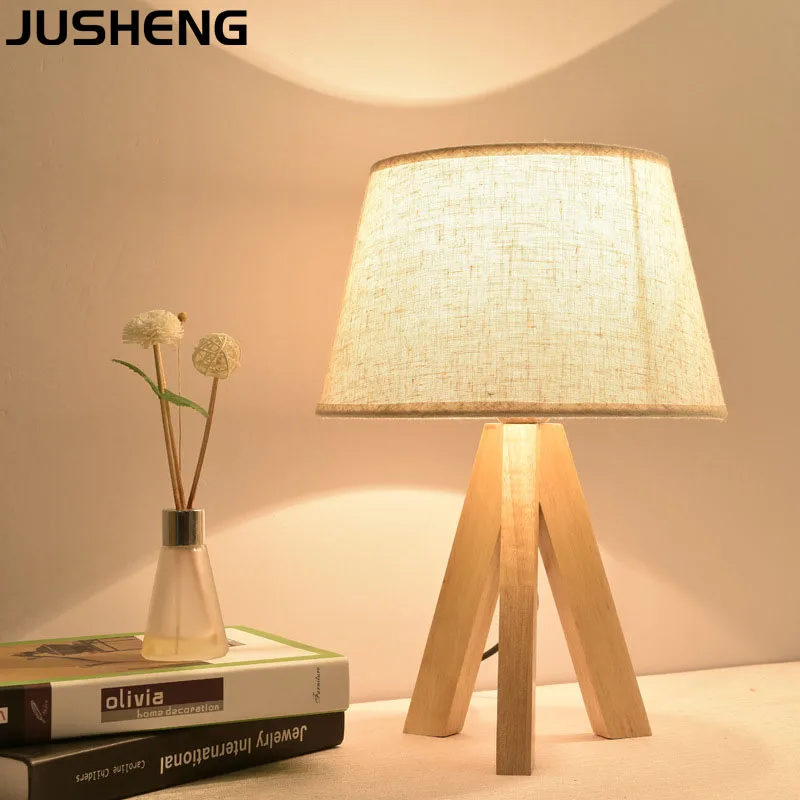 

JUSHENG Modern Wooden Table Lamp Art Decor Creative Living Room Bedroom Lights Fixtures on Desk
