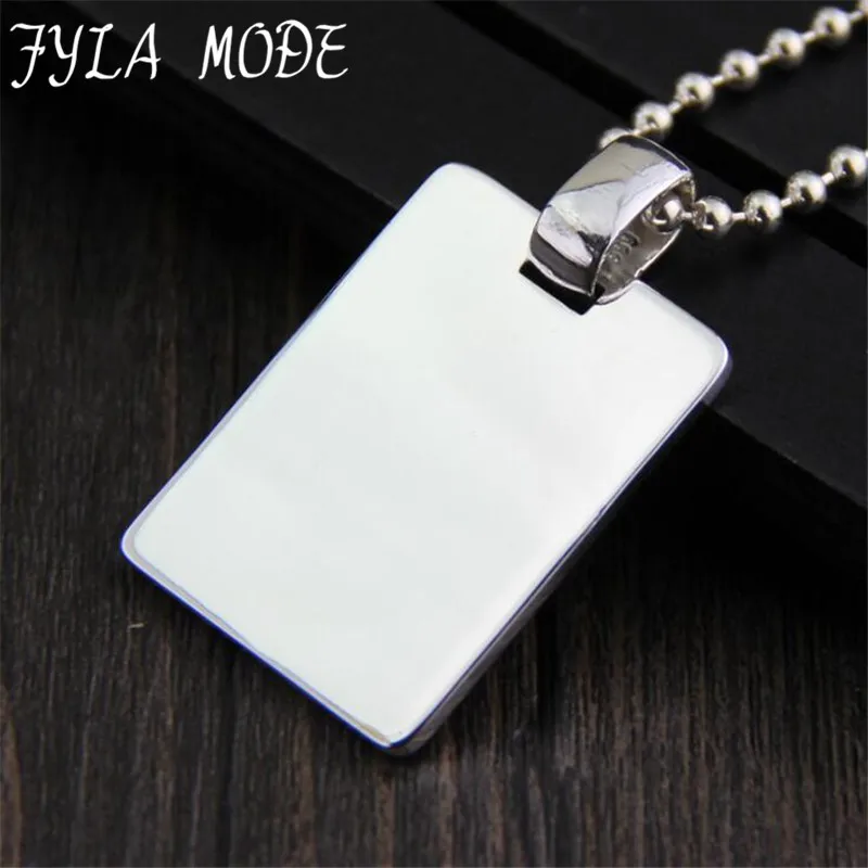 

FYLA MODE Men's Jewelry /Promotion Sale S999 Silver Dog Tag Necklace Pendant / Wholesale Fashion Jewelry Silver Accessory
