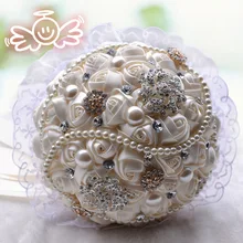 Шикарный украшенный бусами Кристальный Свадебный букет Искусственный сапфир цвета слоновой кости розовое платье подружки невесты с цветочным узором и жемчугом для невесты букеты D209