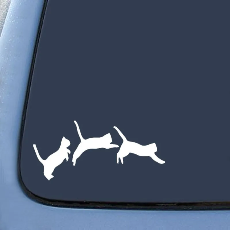 Наклейка на окно Jumping Cats Kittens Love WHITE 6 дюймов Виниловая наклейка для ноутбука Ipad