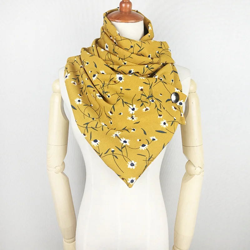 Женский шелковый шарф с животным принтом, женские шарфы с петлей, шарф с пуговицами, женский шарф