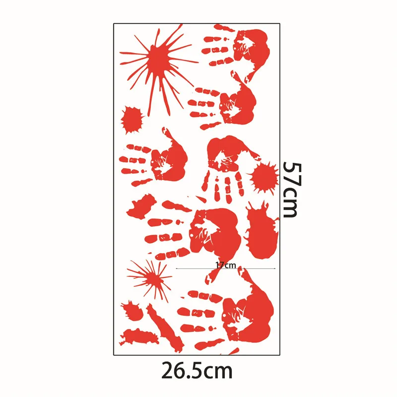 Horrible Halloween Wall Sticker Blood Hand Foot Prints Wall Stickers for Kids Rooms PVC Halloween Room Decoration Wall Decal